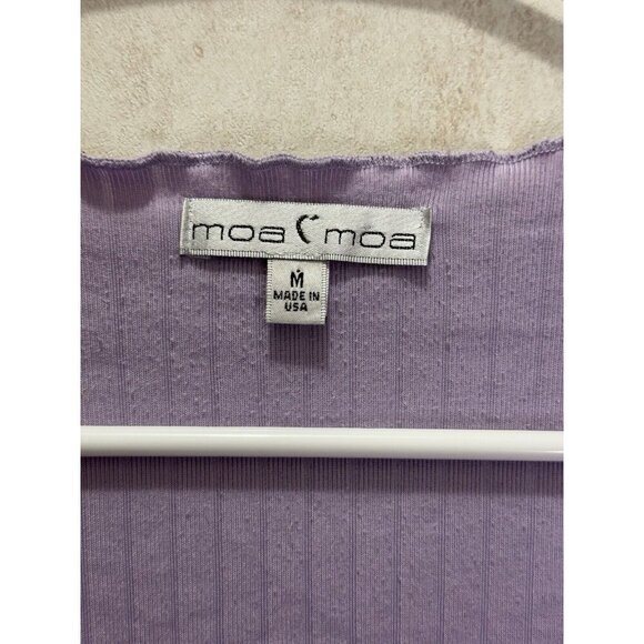 MOA MOA Lilac Tie Front Cropped Sweater Top Ribbed Y2K 90s MEDIUM Coquette Swift - Picture 7 of 8